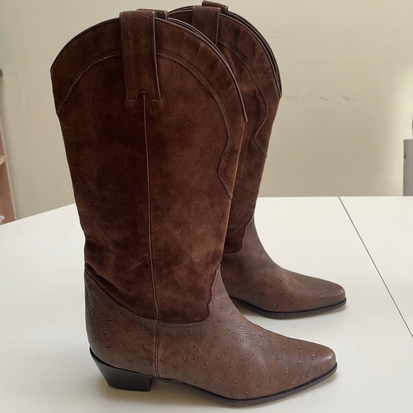 VINTAGE LAVIRAZIONE ARTIGIANA LEATHER Boots Made In Italy Size 9.5 - Picture 4 of 9